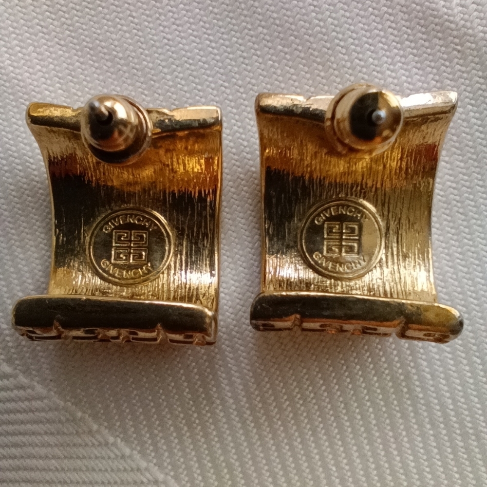 Givenchy Geometric Pattern Wide Vintage Gold Plat… - image 4